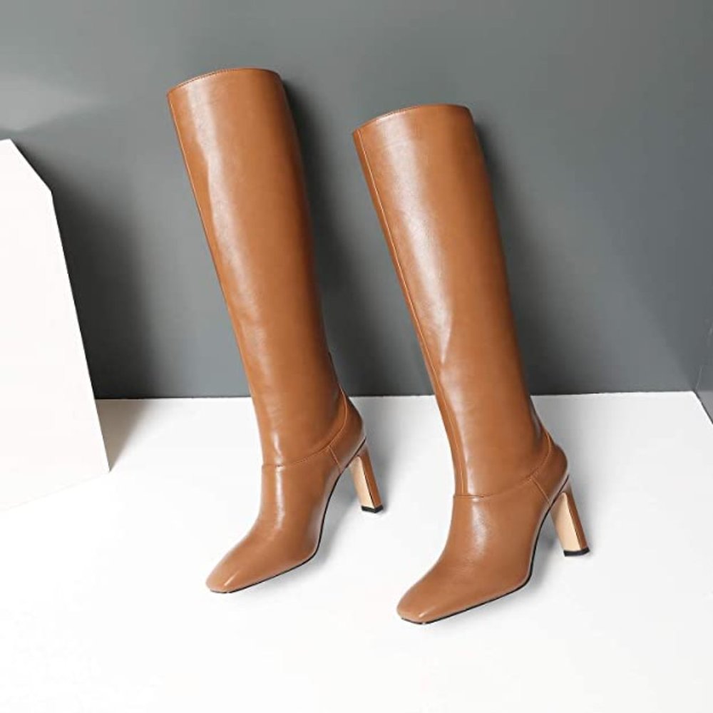 Lehoor Women Knee High Brown Boots